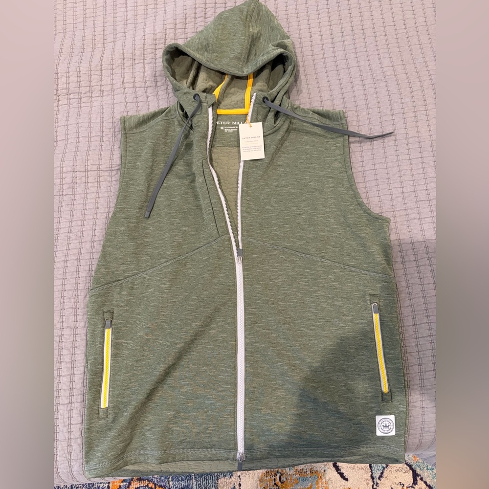 Peter Millar Crown Olive Vest with Yellow Trim